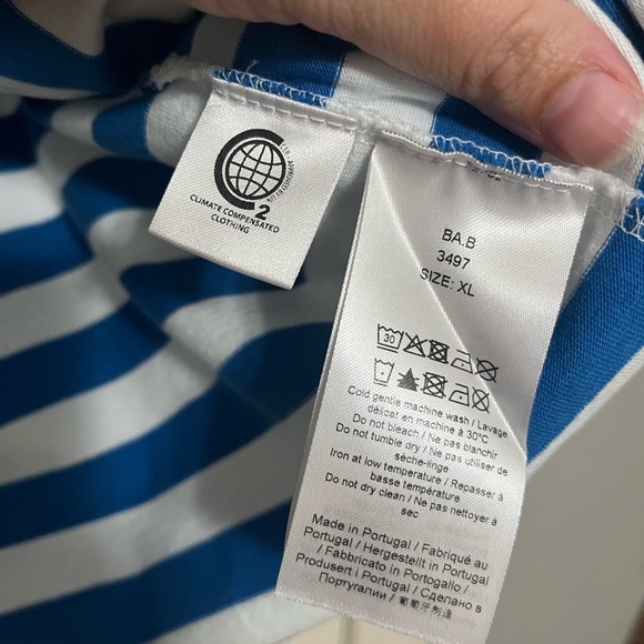 GANNI Organic Cotton L/S Blue Stripe Blouse Size XL - Picture 6 of 10